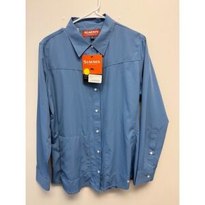 Simms Isle Shirt Sky Blue Fishing Performance Long Sleeve Vented Button Up L NWT